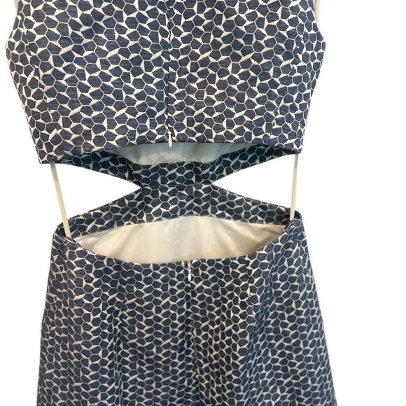 Tory Burch Sateen Jacquard Cut-out Dress Size 4 - Picture 6 of 8